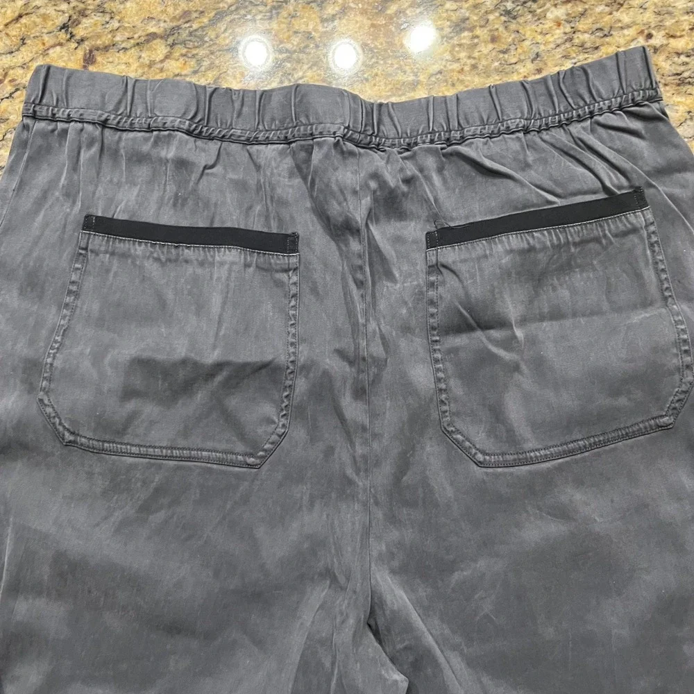 Soft Surrounds Womens Charcoal Grey Wide Leg Elastic Waist Pants Size L